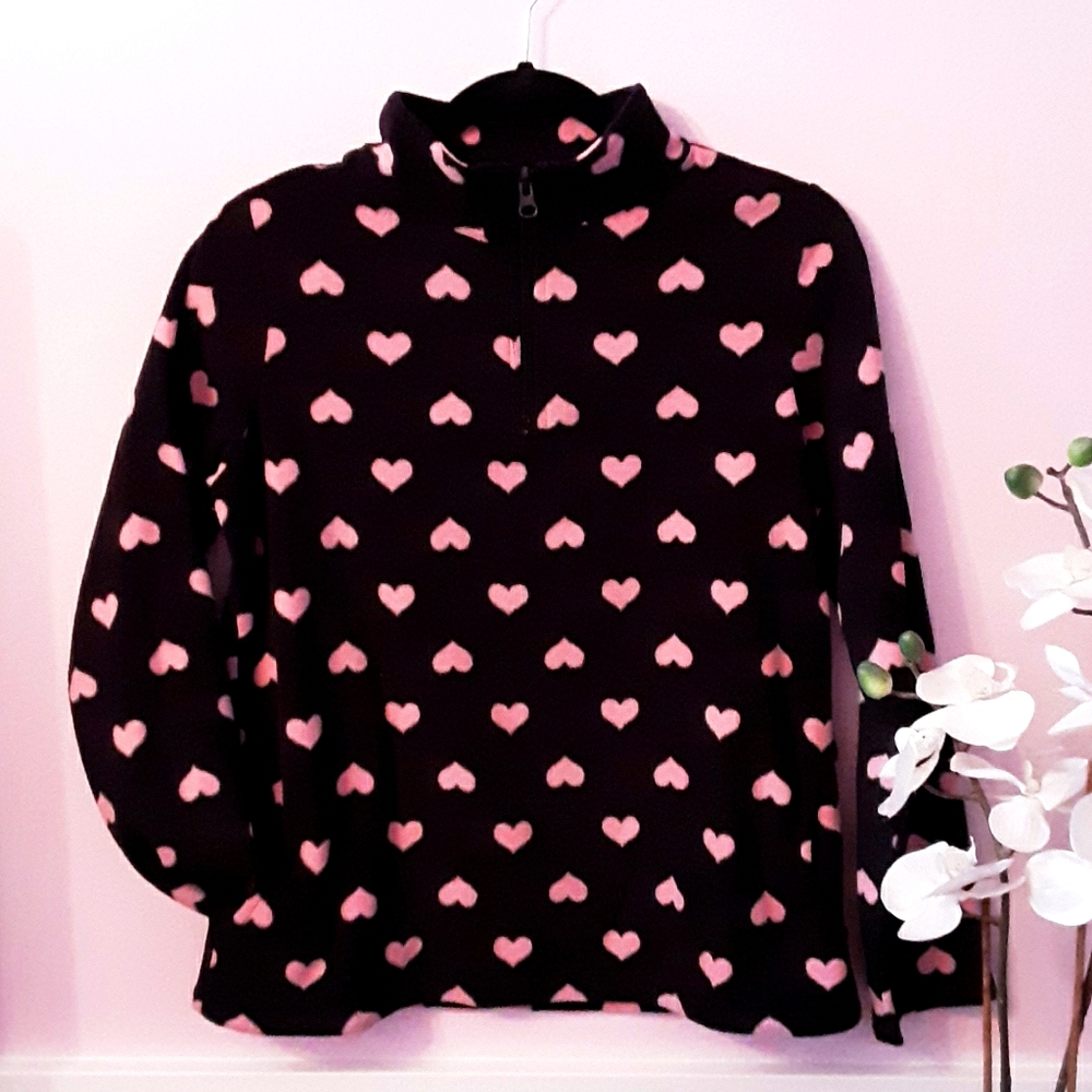 GIRLS:Children's Place Pink and Black Heart Fleece